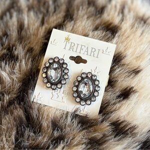 Trifari Silver Tone Clip On Earrings
